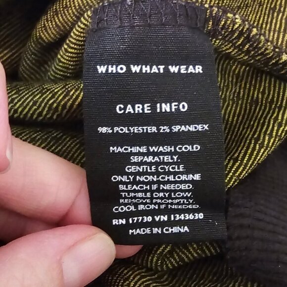 Who What Wear Black & Yellow Plaid Houndstooth Crew Neck Sweater Sz M - Picture 7 of 7